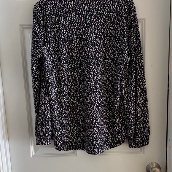 Ann Taylor Factory Navy and White Patterned Blouse - Picture 5 of 6